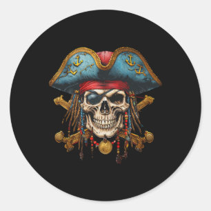 Pirate Skull Halloween Costume Men Women Boys Girl Classic Round Sticker