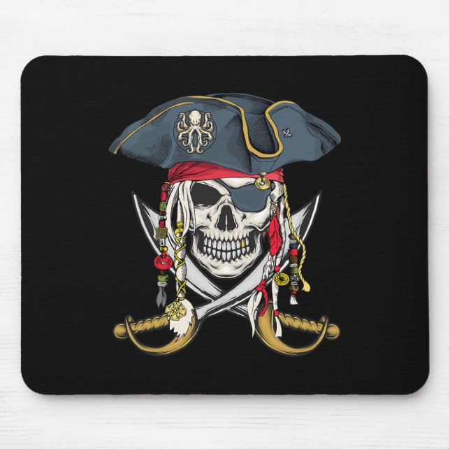 Pirate Skull Halloween Little Boys Girls Kids Teen Mouse Mat (Front)