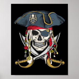 Pirate Skull Halloween Little Boys Girls Kids Teen Poster