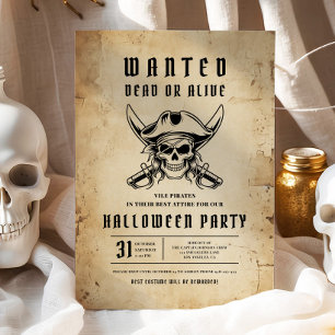 Pirate Skull Halloween Party  Invitation