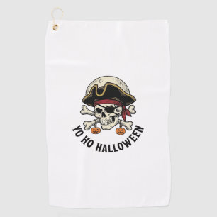 Pirate Skull Halloween Vintage Engraving White Shi Golf Towel