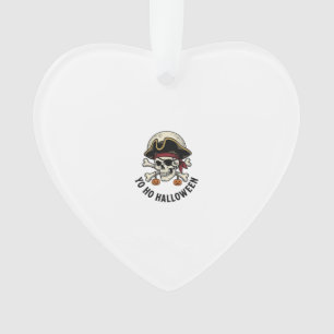 Pirate Skull Halloween Vintage Engraving White Shi Ornament