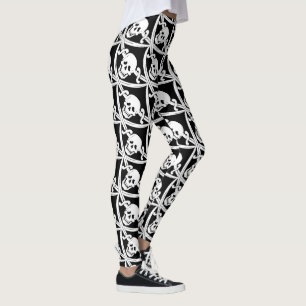 Pirate skull jolly roger pattern leggings