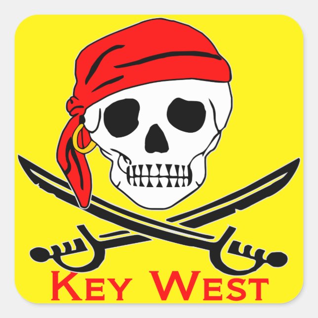 Pirate Skull Key West Square Sticker (Front)