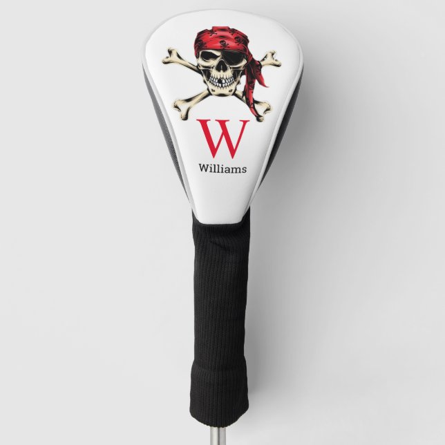 Pirate Skull Monogram   Golf Head Cover (Front)