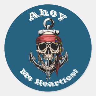 Pirate Skull n Bones Nautical Sticker