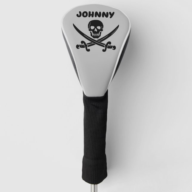 PIRATE SKULL N CROSSBONES CUSTOM GOLF DRIVER COVER (Front)