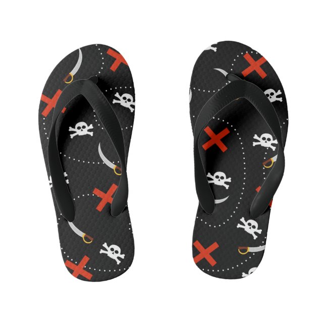 Pirate Skull Pattern Kid's Flip Flops (Footbed)