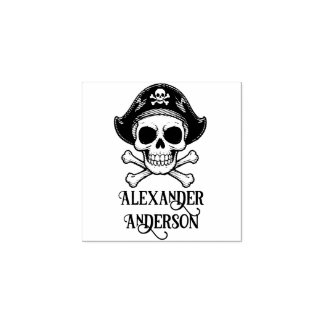 Pirate Skull Personalise Rubber Stamp