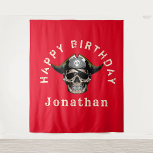 Pirate Skull Red backdrop Tapestry