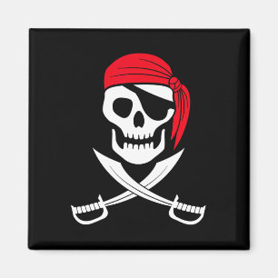 Pirate Skull Red Bandanna Sword Costume Gift Magnet