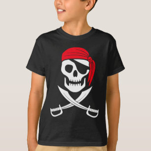 Pirate Skull Red Bandanna Sword Costume Gift T-Shirt