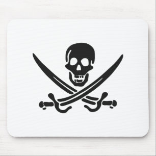Pirate skull  silhouette - Choose background colou Mouse Mat