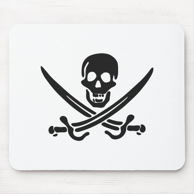 Pirate skull  silhouette - Choose background colou Mouse Mat (Front)