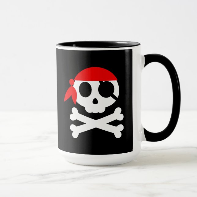 Pirate Skull Skeleton Bandanna Mug (Right)