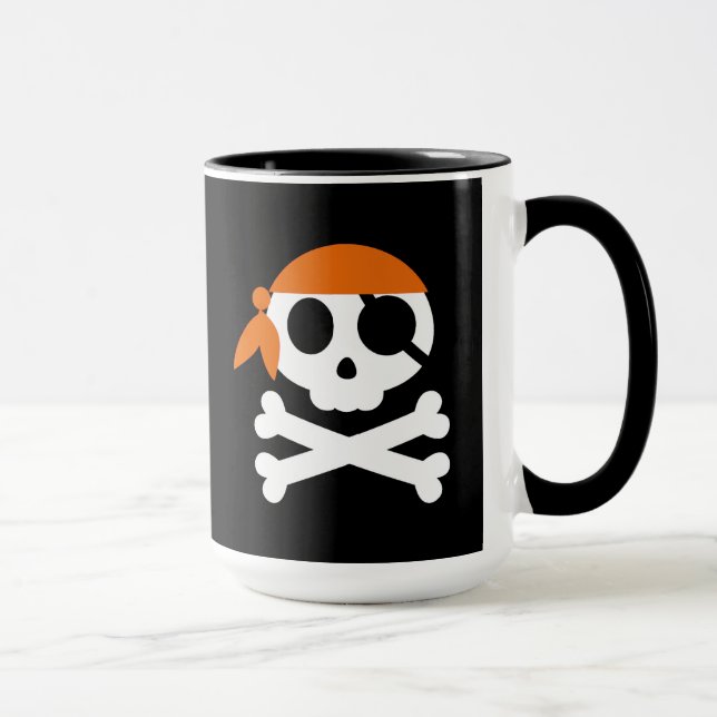 Pirate Skull Skeleton Bandanna Mug (Right)