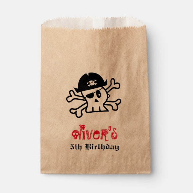 Pirate Skull Skeleton Boy Birthday Party Favour Ba Bags (Front)