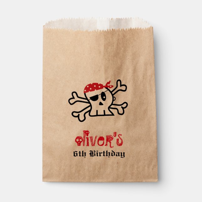 Pirate Skull Skeleton Boy Birthday Party Favour Ba Bags (Front)