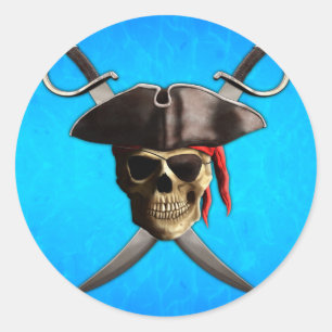 Pirate Skull Swords Classic Round Sticker