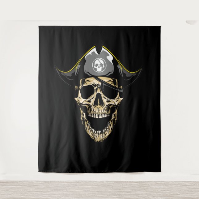 Pirate Skull Treasure Backdrop Tapestry (Front)