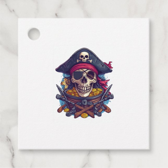 Pirate Skull Treasure Favour Tags (Front)