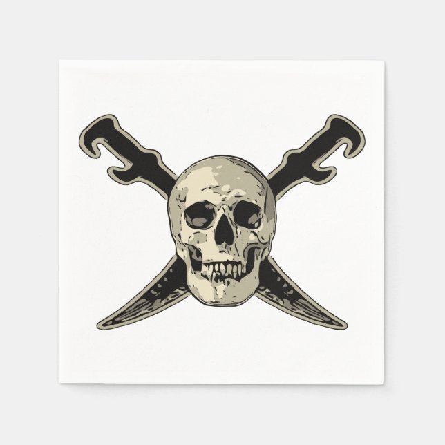 Pirate (Skull) - White Standard Cocktail Paper Nap Napkin (Front)