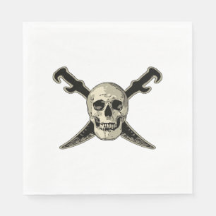 Pirate (Skull) - White Standard Luncheon Paper Nap Napkin