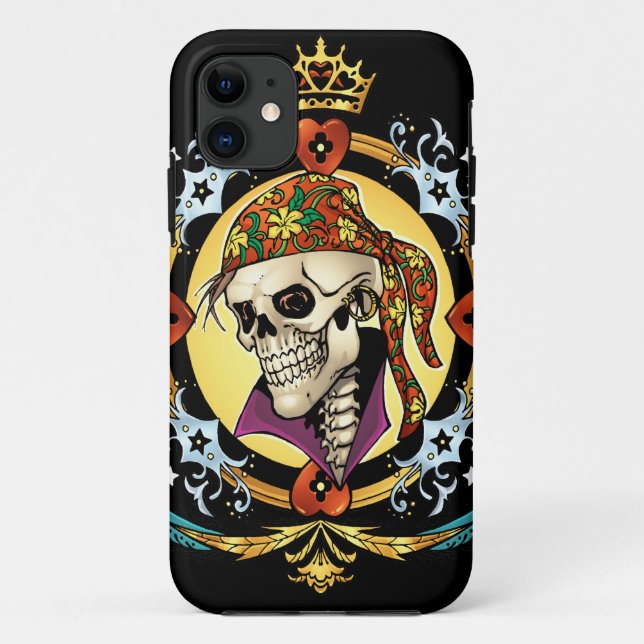 Pirate Skull with Bandanna, Cool Skeleton Art Case-Mate iPhone Case (Back)