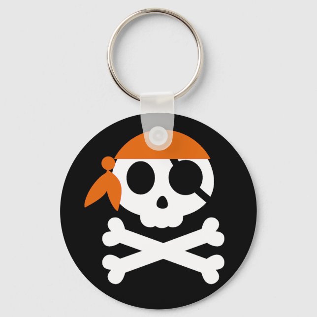 Pirate Skull with Bandanna Key Ring (Front)