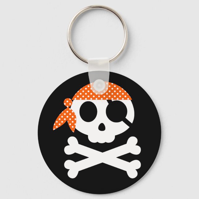 Pirate Skull with Bandanna Key Ring (Front)