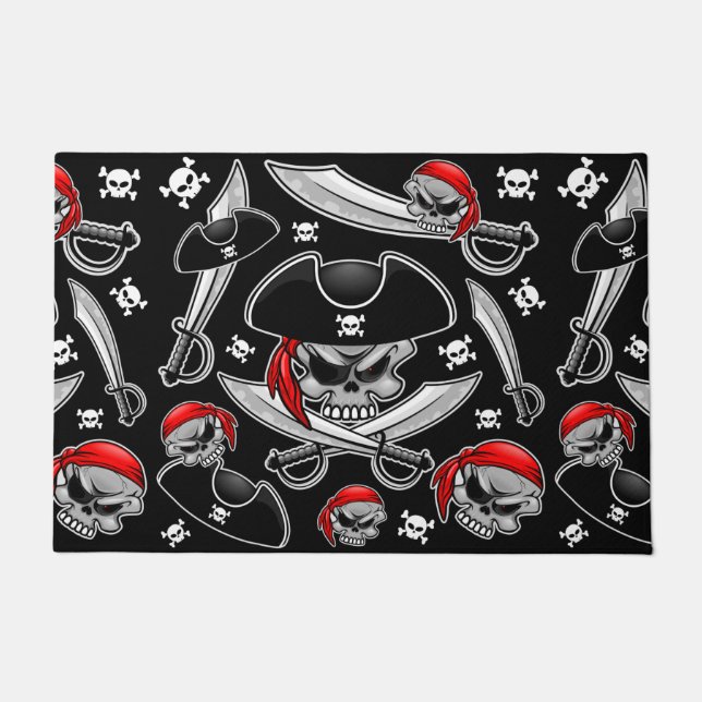 Pirate Skull with Crossed Sabres Doormat (Front)
