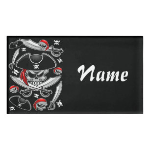 Pirate Skull with Crossed Sabres Name Tag
