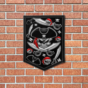 Pirate Skull with Crossed Sabres Pennant
