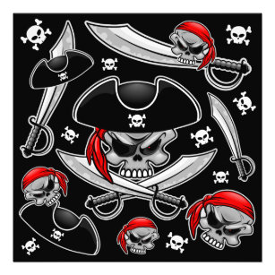 Pirate Skull with Crossed Sabres Photo Print