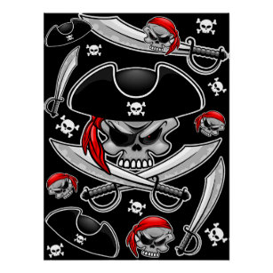 Pirate Skull with Crossed Sabres Poster