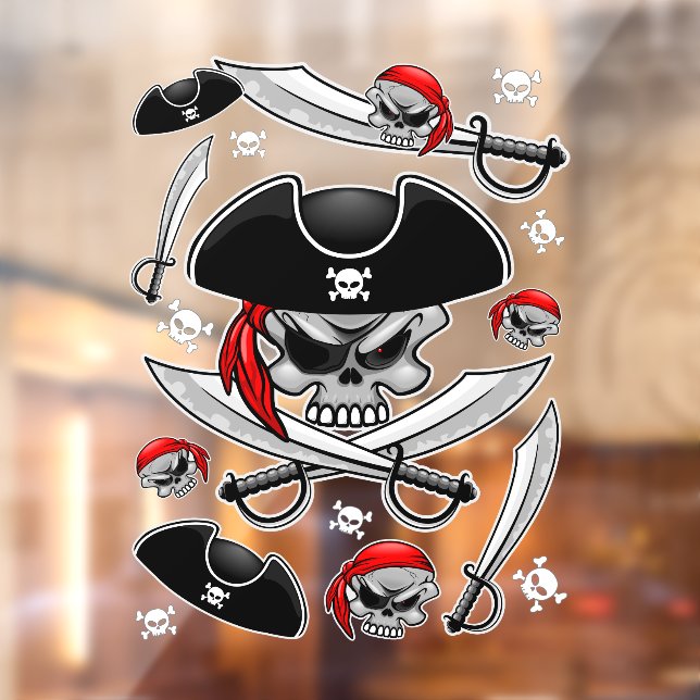 Pirate Skull with Crossed Sabres Window Cling (Sheet 2)