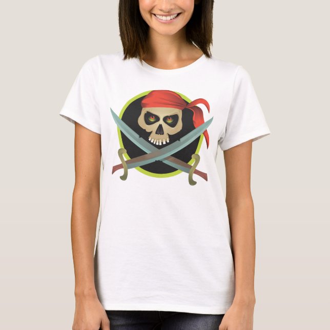Pirate Skull with Crossed Swords T-Shirt (Front)