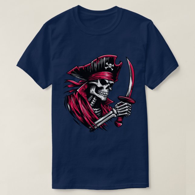 Pirate Skull with Cutlass T-Shirt (Design Front)