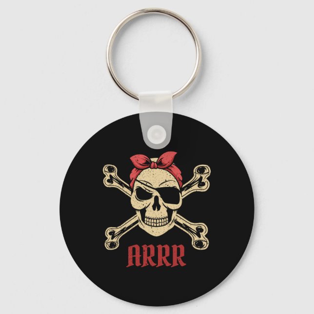 Pirate Skull With Eyepatch And Ndana  Key Ring (Front)