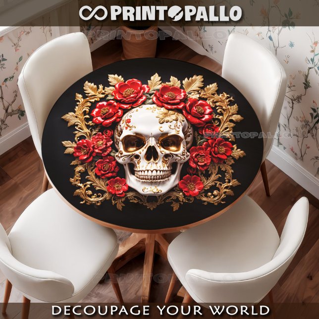 Pirate skull with red flowers tissue paper (Creator Uploaded)