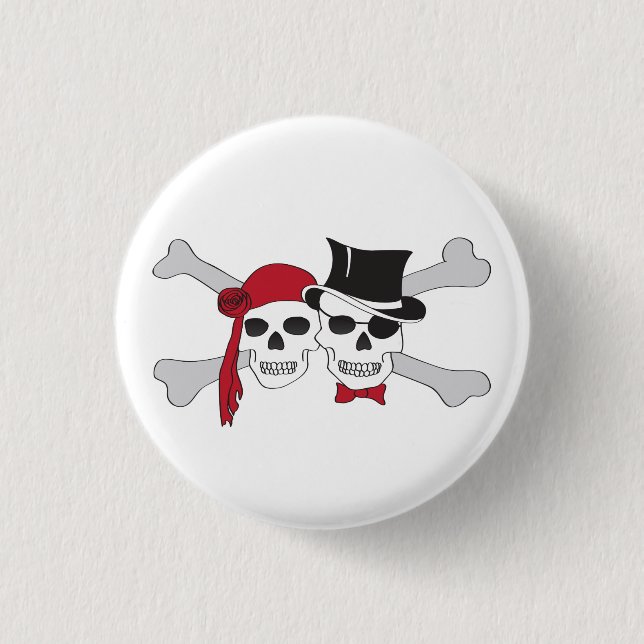 pirate skulls and crossbones 3 cm round badge (Front)