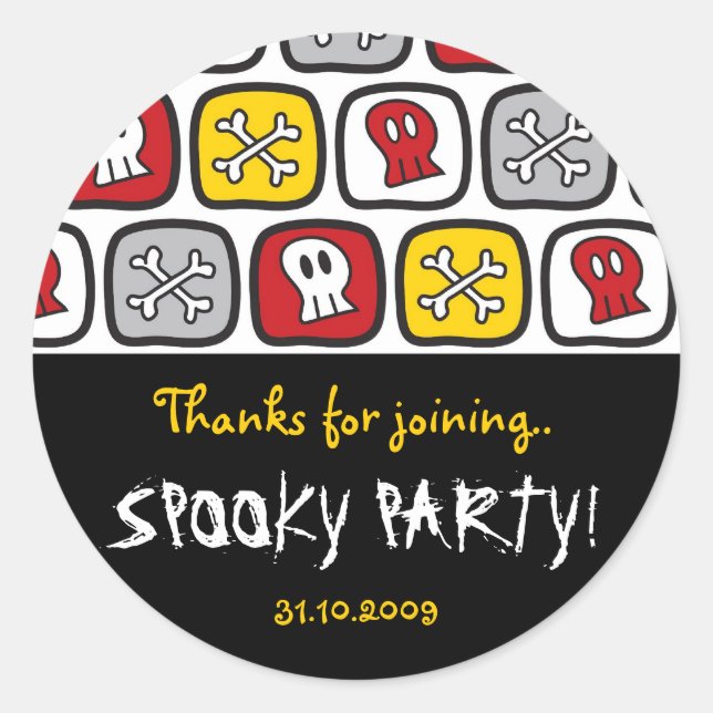Pirate Skulls & Bones Boy's Birthday Party Sticker (Front)