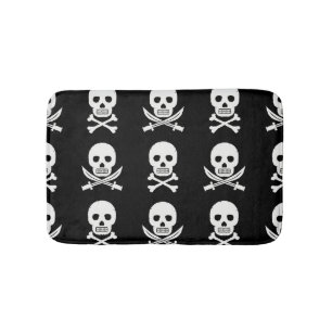 Pirate Skulls Crossbones Seamless Pattern Bath Mat