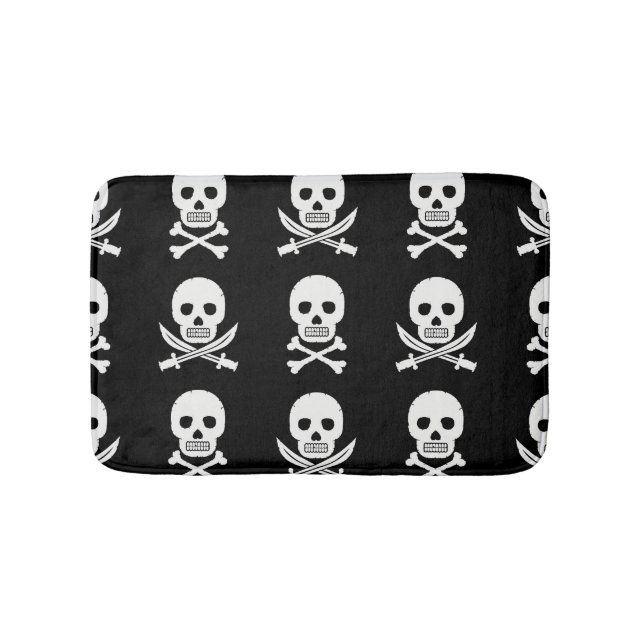 Pirate Skulls Crossbones Seamless Pattern Bath Mat (Front)