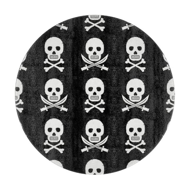Pirate Skulls Crossbones Seamless Pattern Cutting Board (Front)