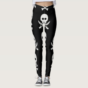 Pirate Skulls Crossbones Seamless Pattern Leggings
