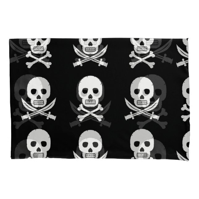 Pirate Skulls Crossbones Seamless Pattern Pillowcase (Front)