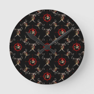 Pirate Skulls Round Clock