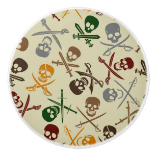 Pirate Skulls with Crossed Swords Ceramic Knob