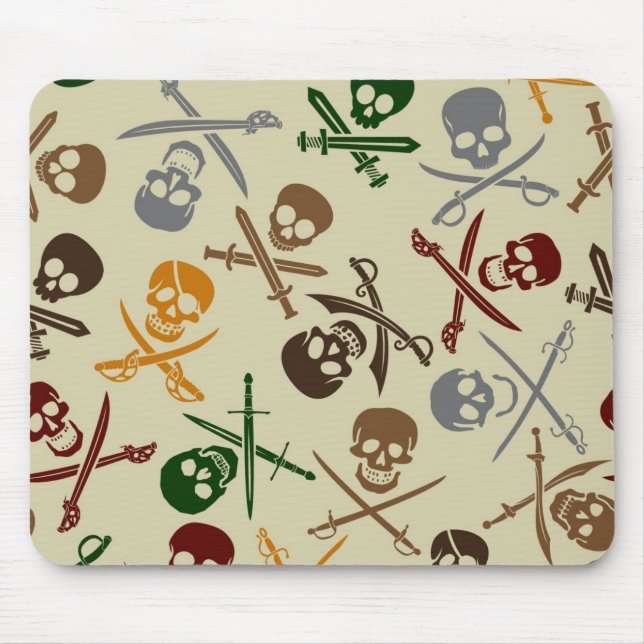 Pirate Skulls with Crossed Swords Mouse Mat (Front)